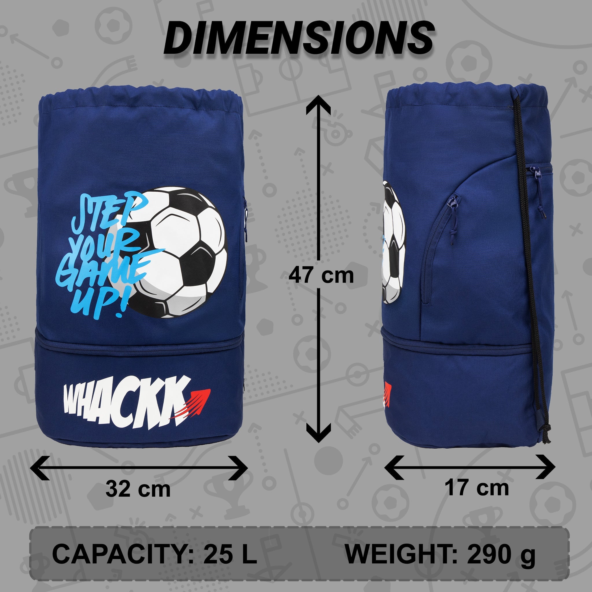 Blitz Blue Soccer| Football Equipment Bags| Basketball Volleyball Throwball Drawstring Backpack Bags| Shoes Mobile Bottle Holder Pocket| Sports Men Boys Bag| Dori Backpack |Gym Bag| Kitbag Kit Bag