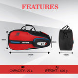 Drive Red Black | Unisex Lightwieght Tennis Badminton Squash Equipment Cover Kit Bag Shoe Pocket | Air Ventilated Pocket for Wet Clothes | 4T 6B Racket | Backpack & Duffel