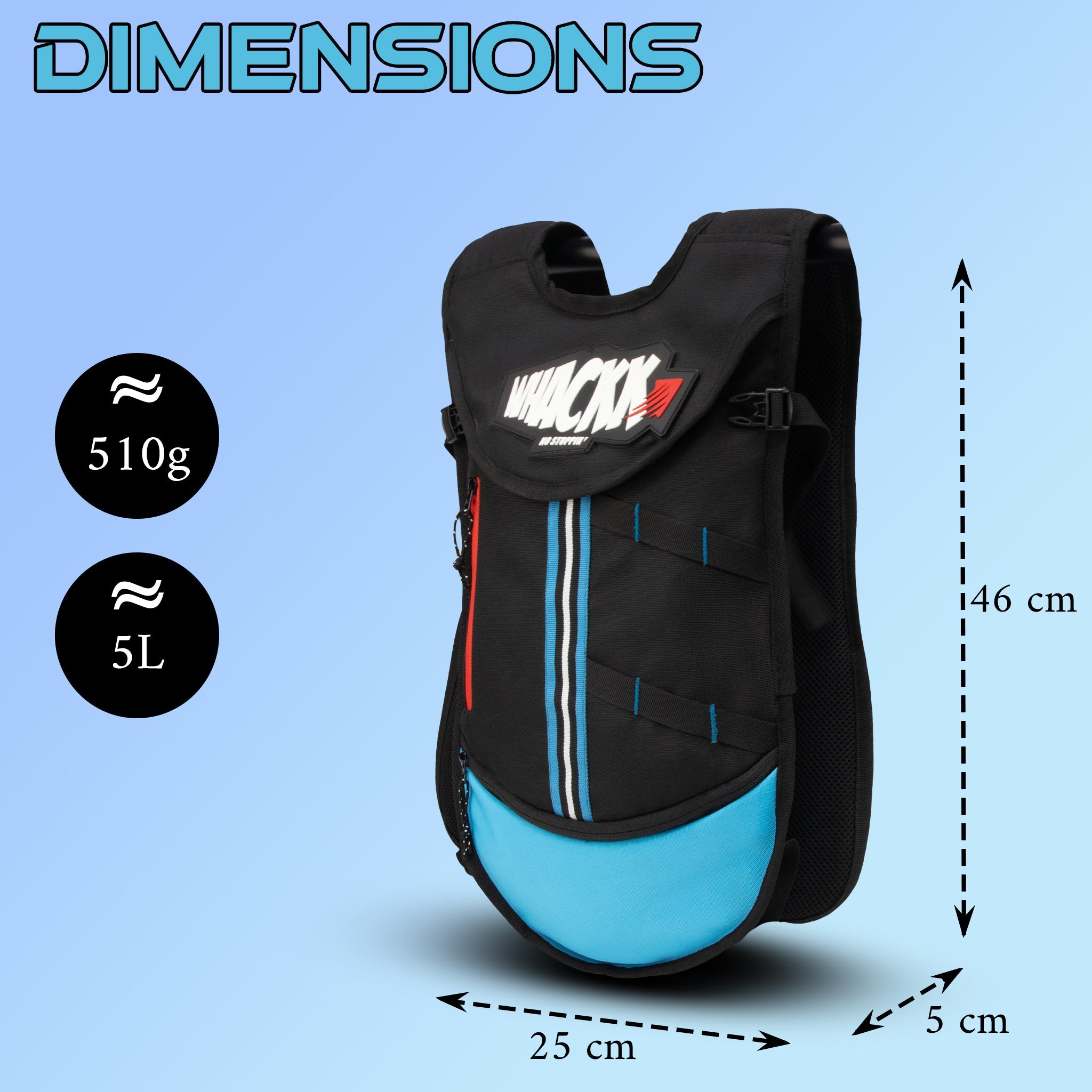 Aero Blue 5L CyclingåÊ Running Bag | Unisex Camping & Hiking | 2L Hydration Pouch Compartment Connecting Water ducts Pockets | Exercise & Fitness|