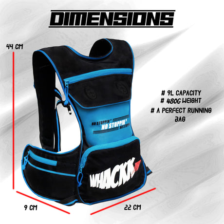 Whizz Black Blue Running Bag |Unisex Camping & Hiking | Hydration Pouch Compartment w. Connecting Water ducts Pockets |Exercise & Fitness|Motorcycle Trekking Outdoor