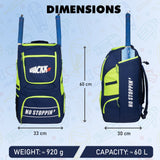 Crowe 60L Unisex Navy Cricket Kit Bag Backpack | Youth Size | 2 Bat | Shoe/Helmet Pocket | Main Compartment 14.75" Leg Pad | Bottle Holder | Easy Access Pocket | Player Edition Youth