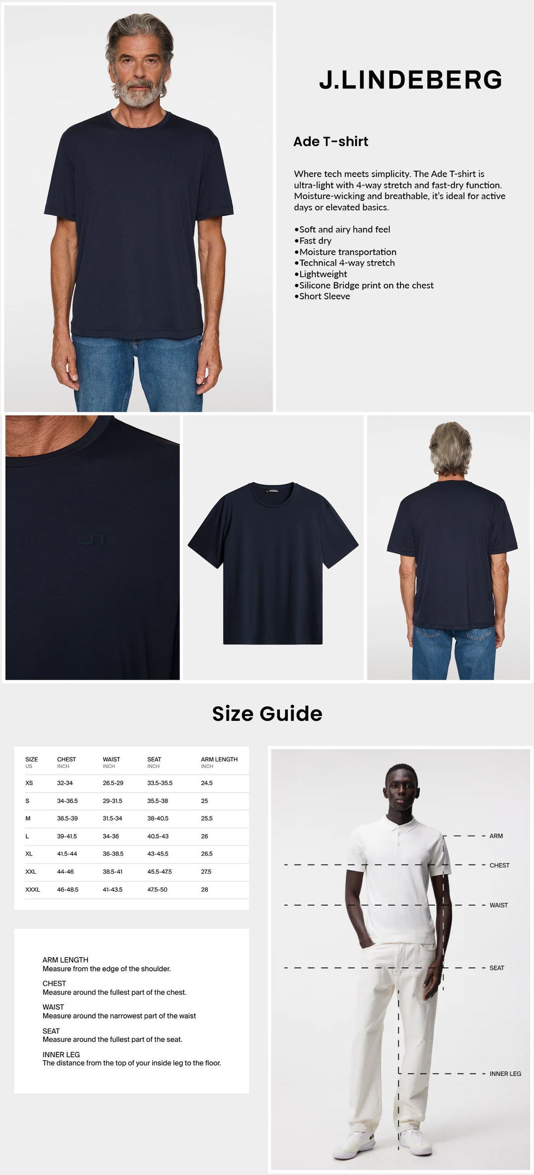 J Lindeberg Men's Ade T-shirt - JL Navy