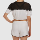 Sheer Shoulder Crop Tee - Black and White
