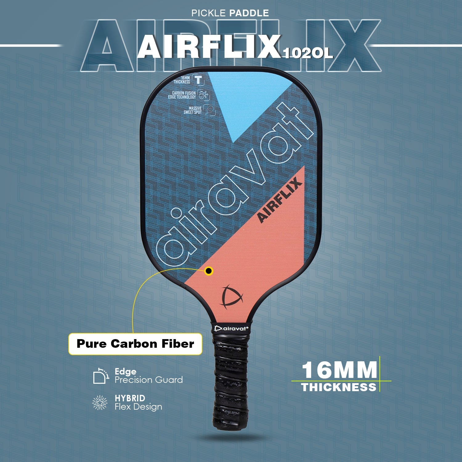 AIRFLIX PICKLEBALL PADDLE 102OL WITH BAG