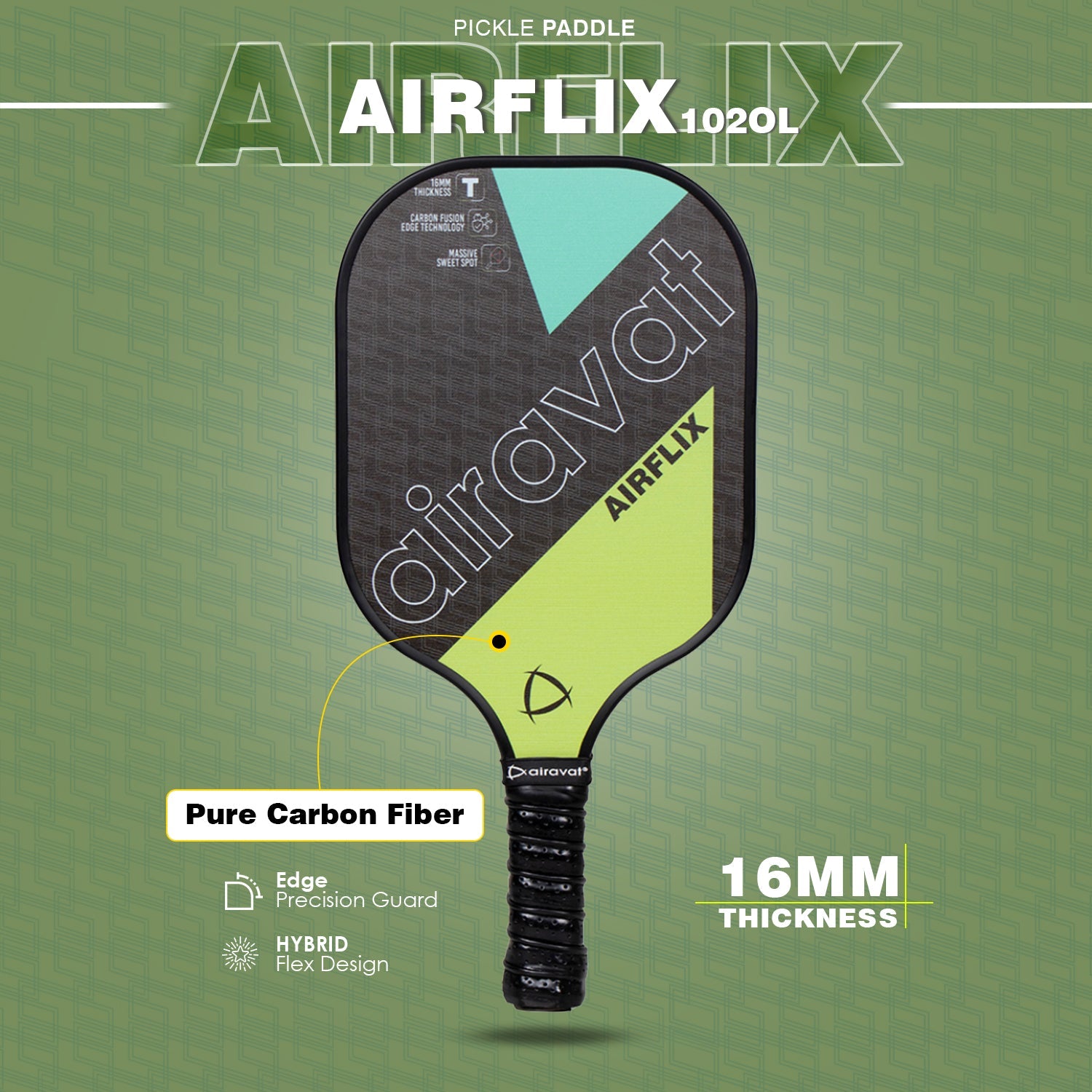 AIRFLIX PICKLEBALL PADDLE 102OL WITH BAG