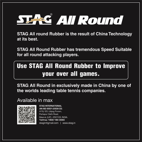 STAG GLOBAL All Round Table Tennis Racket Single Rubber | ITTF Approved | Speed 85 | Spin 90 | Control 80