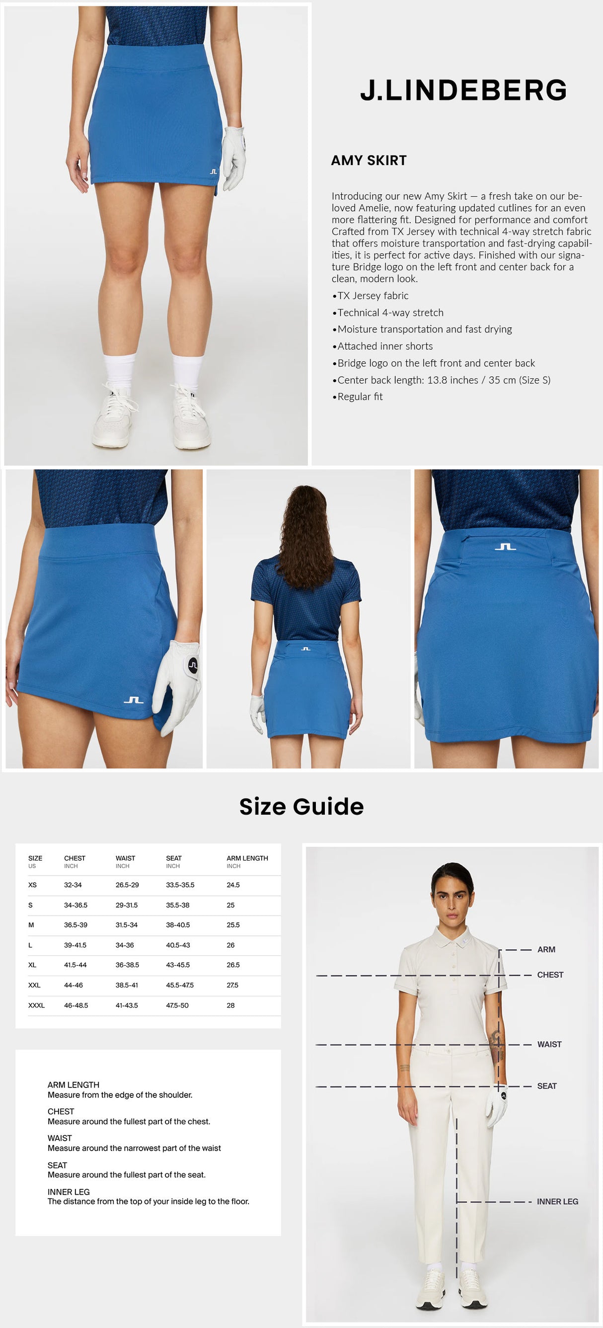 J Lindeberg Women’s Amy Golf Skirt - Dark Blue