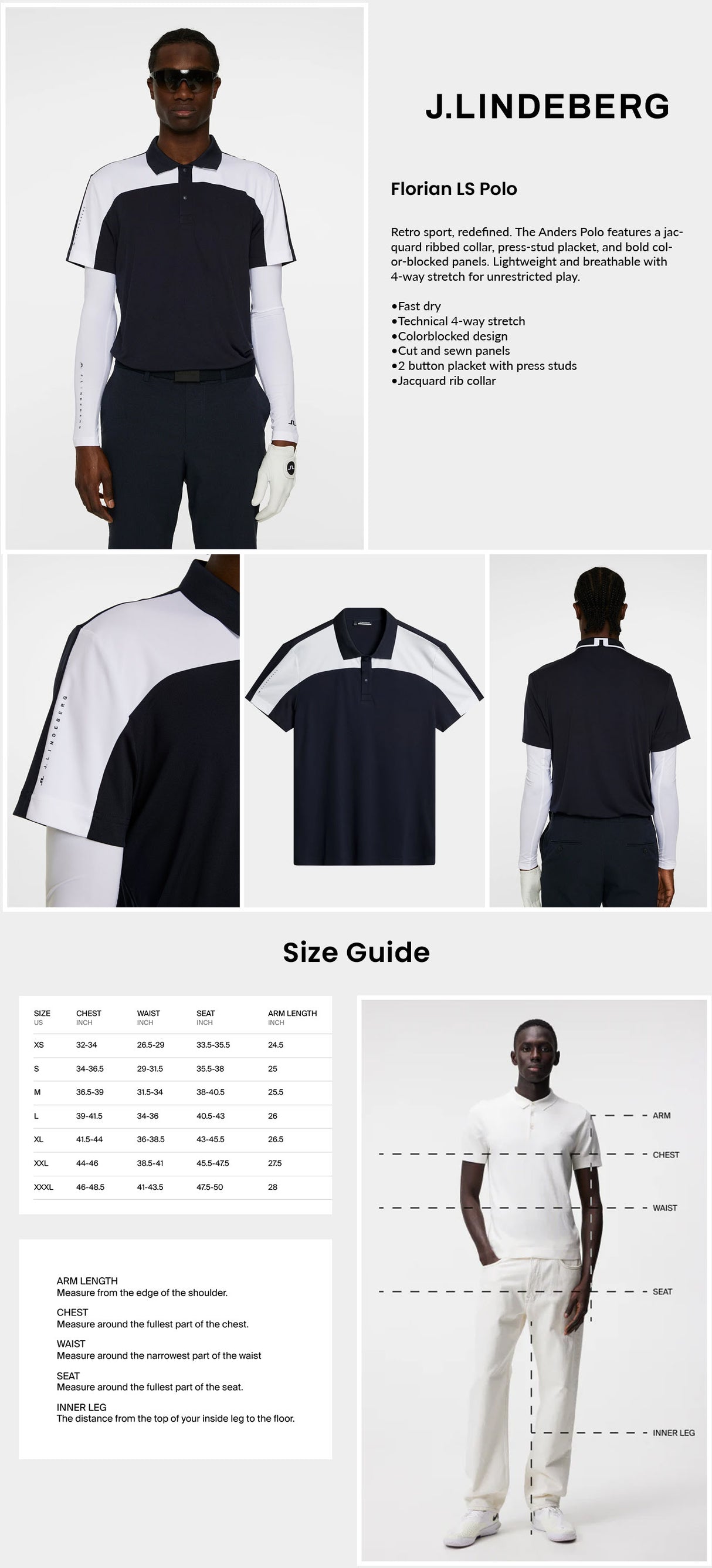 J Lindeberg Men's Anders Golf Polo - JL Navy