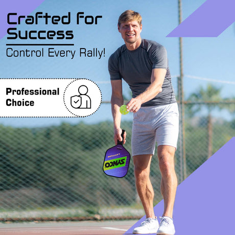 Synco Pickleball Paddle Set Latitude Blue | 1 Pickleball Racket and 2 Pickleballs with Carry Bag | Fiberglass Lightweight Racket with Cushion Comfort Grip