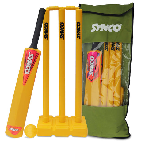Synco Plastic Cricket set with Ball and Carry bag combo for Age Group | Size-5 - Plastic cricket kit