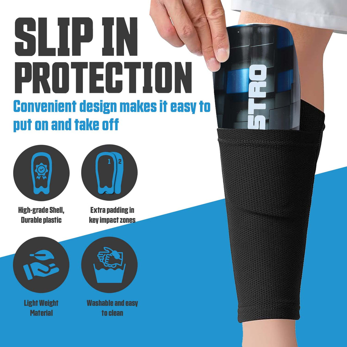 Synco Maestro Shin Guard For Football | Slipin Shin Guard | Medium Size (Pack of 2)