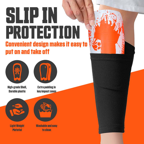 Synco Fusion Shin Guard for Football | Professional Slipin Shin Guard | Medium Size (Pack of 2)