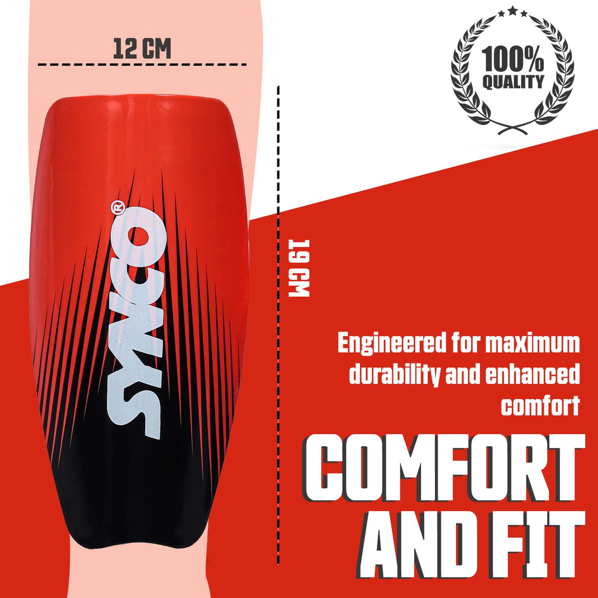 Synco Rise Shin Guard for Football | Slipin Shin Guard | Medium Size (Pack of 2)