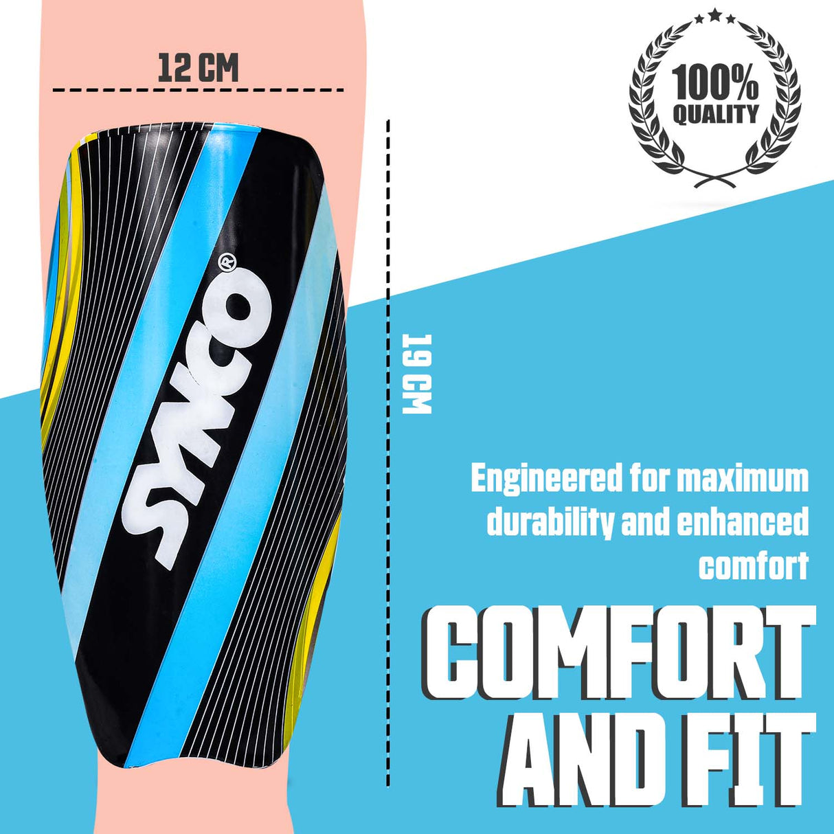 Synco Kyma Shin Guard for Football | Slipin Shin Guard | Medium Size (Pack of 2)