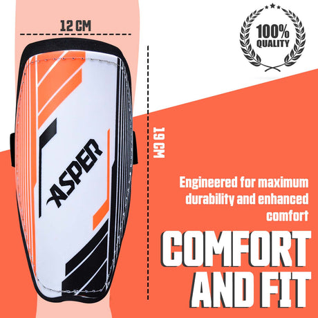 Synco Asper Shin Guard | Professional Shin Guard with Double Velcro Adjustable Strap | Medium Size (Pack of 2)