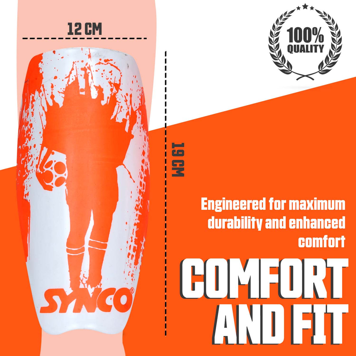 Synco Fusion Shin Guard for Football | Professional Slipin Shin Guard | Medium Size (Pack of 2)