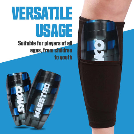 Synco Maestro Shin Guard For Football | Slipin Shin Guard | Medium Size (Pack of 2)
