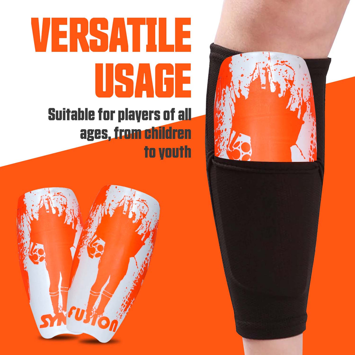 Synco Fusion Shin Guard for Football | Professional Slipin Shin Guard | Medium Size (Pack of 2)
