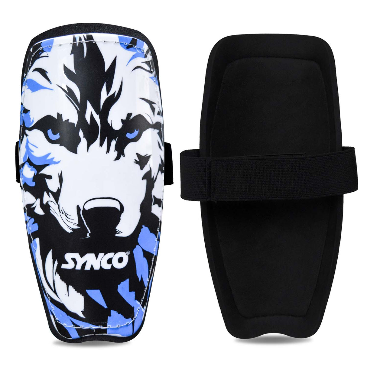 Synco Wolf Shin Guard | Professional Shin Guard with Double Velcro Adjustable Strap | Medium Size (Pack of 2)