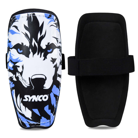 Synco Wolf Shin Guard | Professional Shin Guard with Double Velcro Adjustable Strap | Medium Size (Pack of 2)