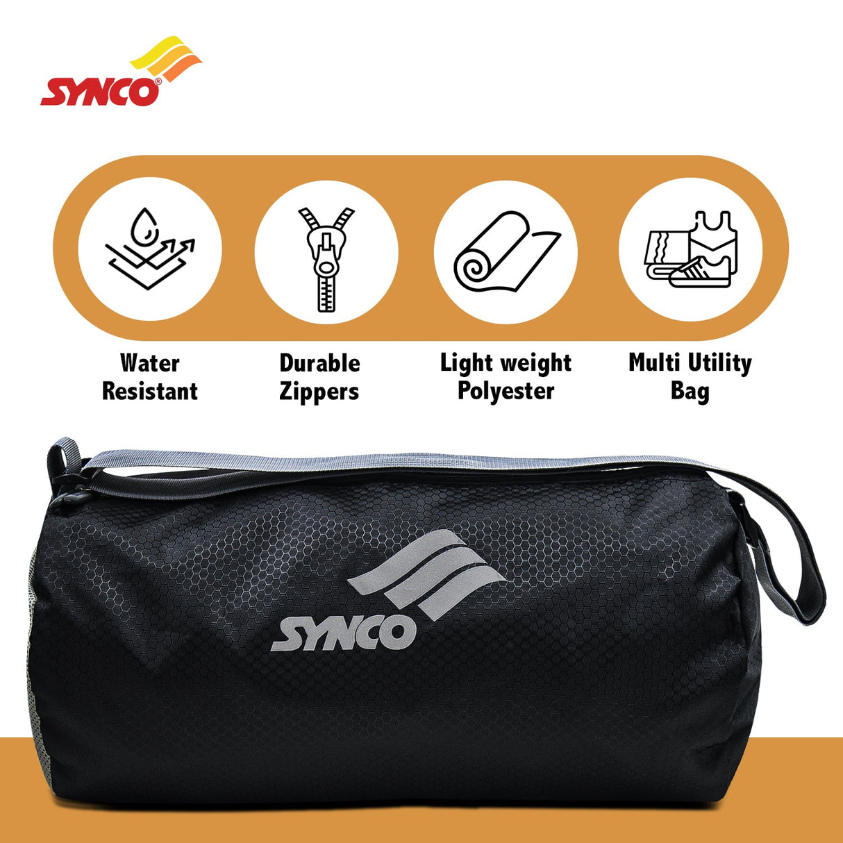 Synco Casual Gym bag - Multipurpose (Small) Black