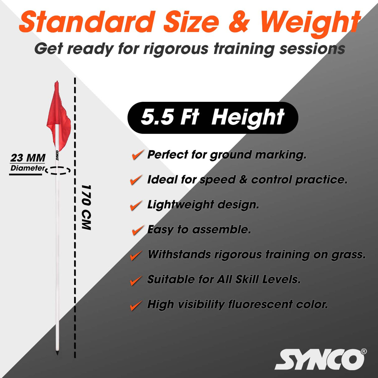 Synco Field Corner Poles with Flag 5ft (Set of 4)