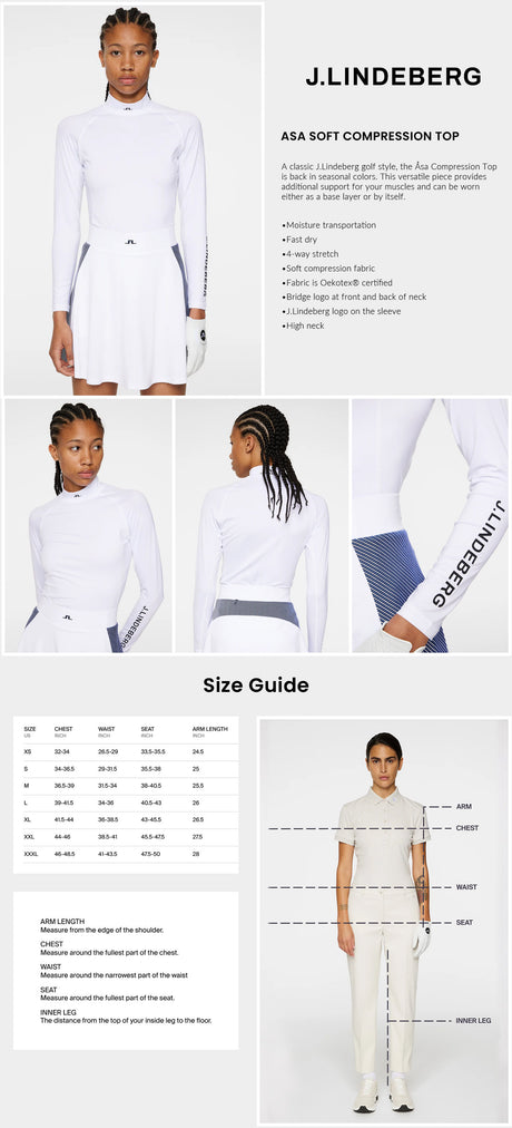 J Lindeberg Women’s Asa Soft Compression Top - White