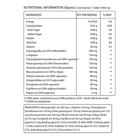 Ashwaginseng 60 Tabs  Energy & Improves Stamina with Ashwagandha, Ginseng & Herbal Extracts