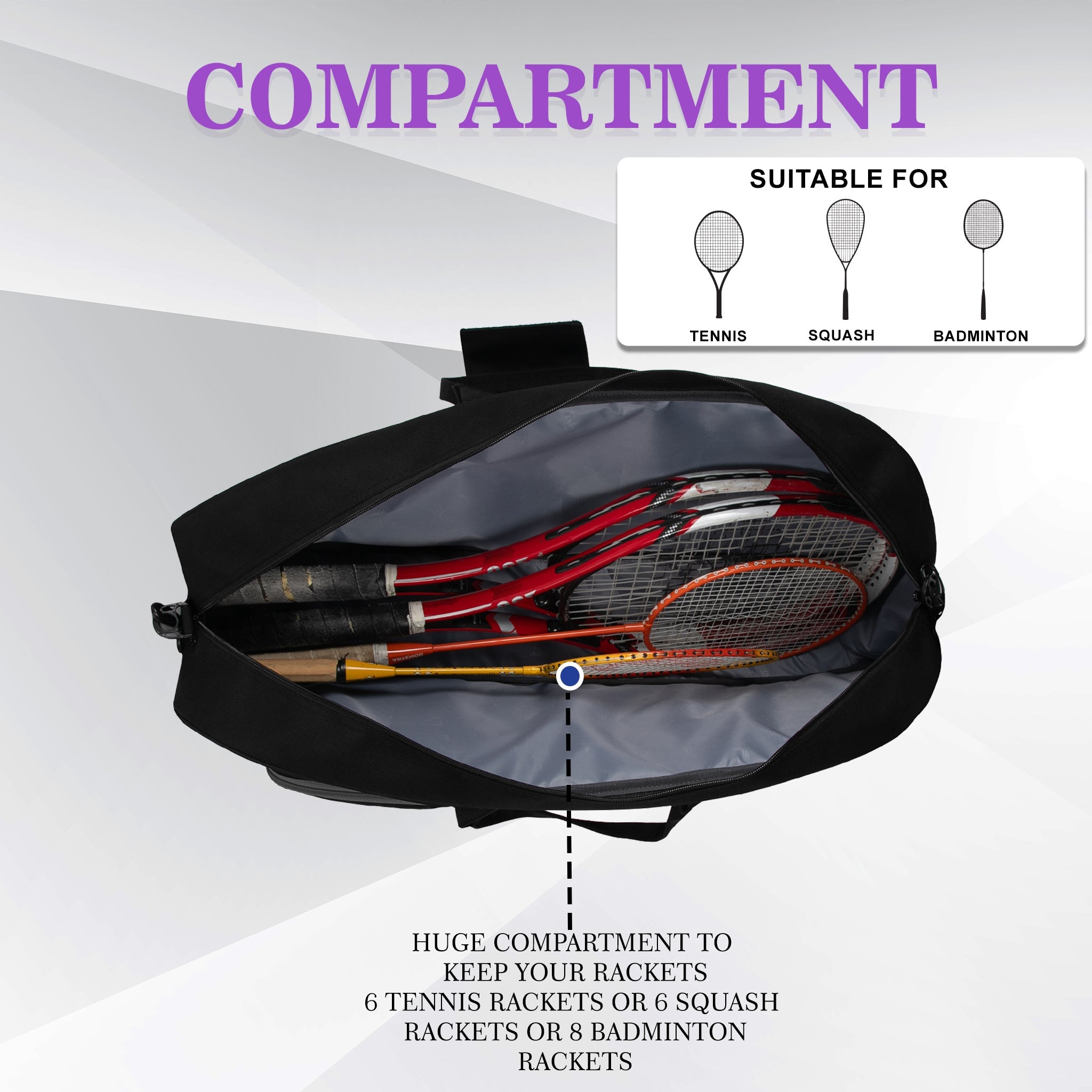 Drive 27L Lavender| Unisex Lightwieght Tennis Badminton Squash Equipment Cover Kit Bag Shoe Pocket | Air Ventilated Pocket for Wet Clothes | 4T 6B Racket | Backpack & Duffel