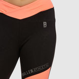V Waist Tights - Black and Coral