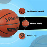 Spalding 8 Panel Rebound Rubber Moulded Indoor/Outdoor Basketball with Butyl Bladder, Suitable for Practice/Match/Training + Free Air Needle