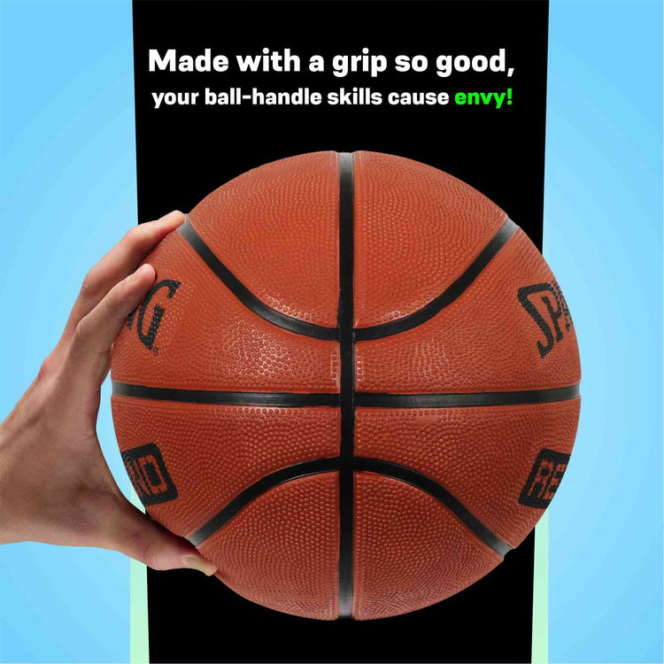 Spalding 8 Panel Rebound Rubber Moulded Indoor/Outdoor Basketball with Butyl Bladder, Suitable for Practice/Match/Training + Free Air Needle