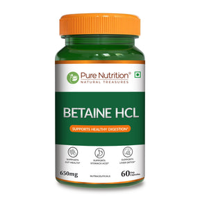 Betaine HCl 650mg Digestive Wellness & Stomach Acid Support - Nutrition by Pure Nutrition