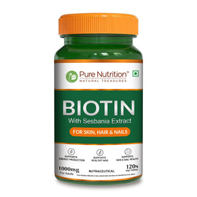 Biotin Tablet with Sesbania Extract – Vegetarian Tablets for Hair & Skin Support - Nutrition by Pure Nutrition