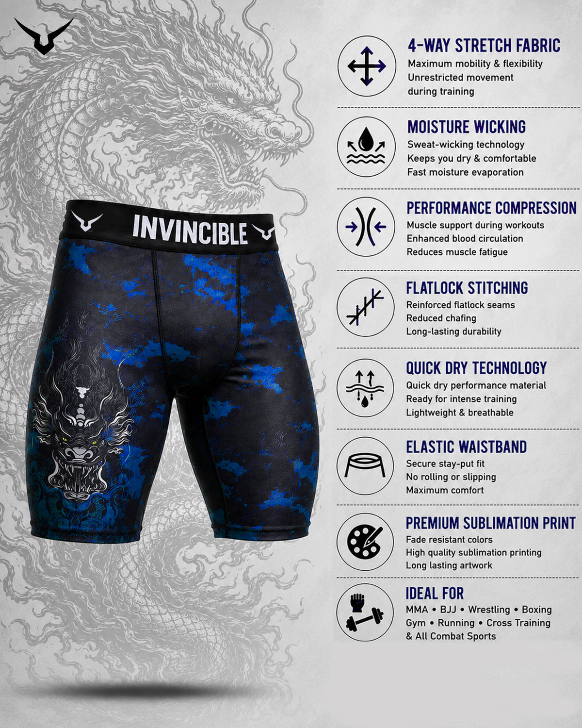 Invincible Men's Dragon Tight Shorts