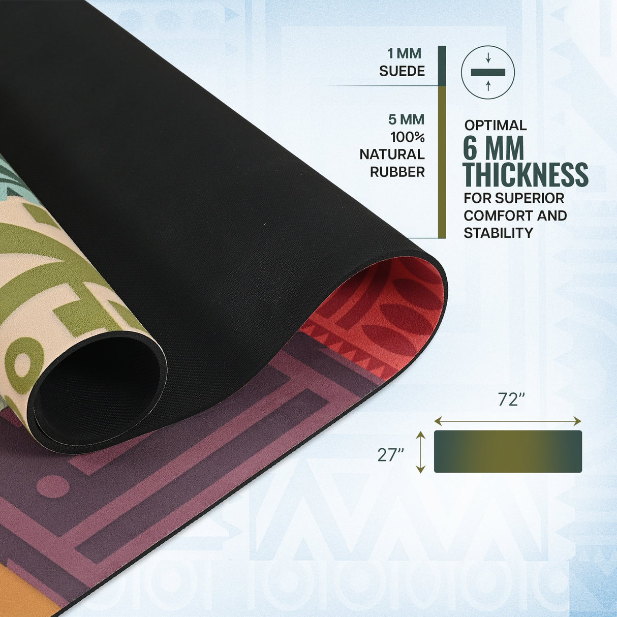Microfiber & Natural Rubber Yoga Mat - 6mm