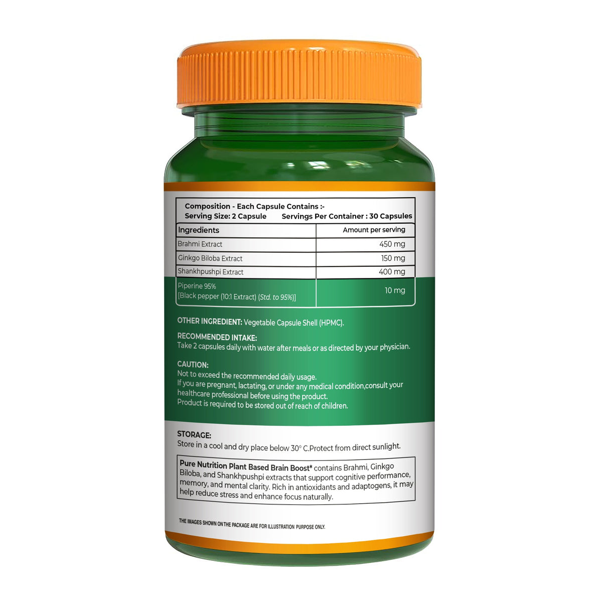 Plant-Based Brain Boost  Brahmi, Ginkgo Biloba & Shankhpushpi | Focus & Clarity
