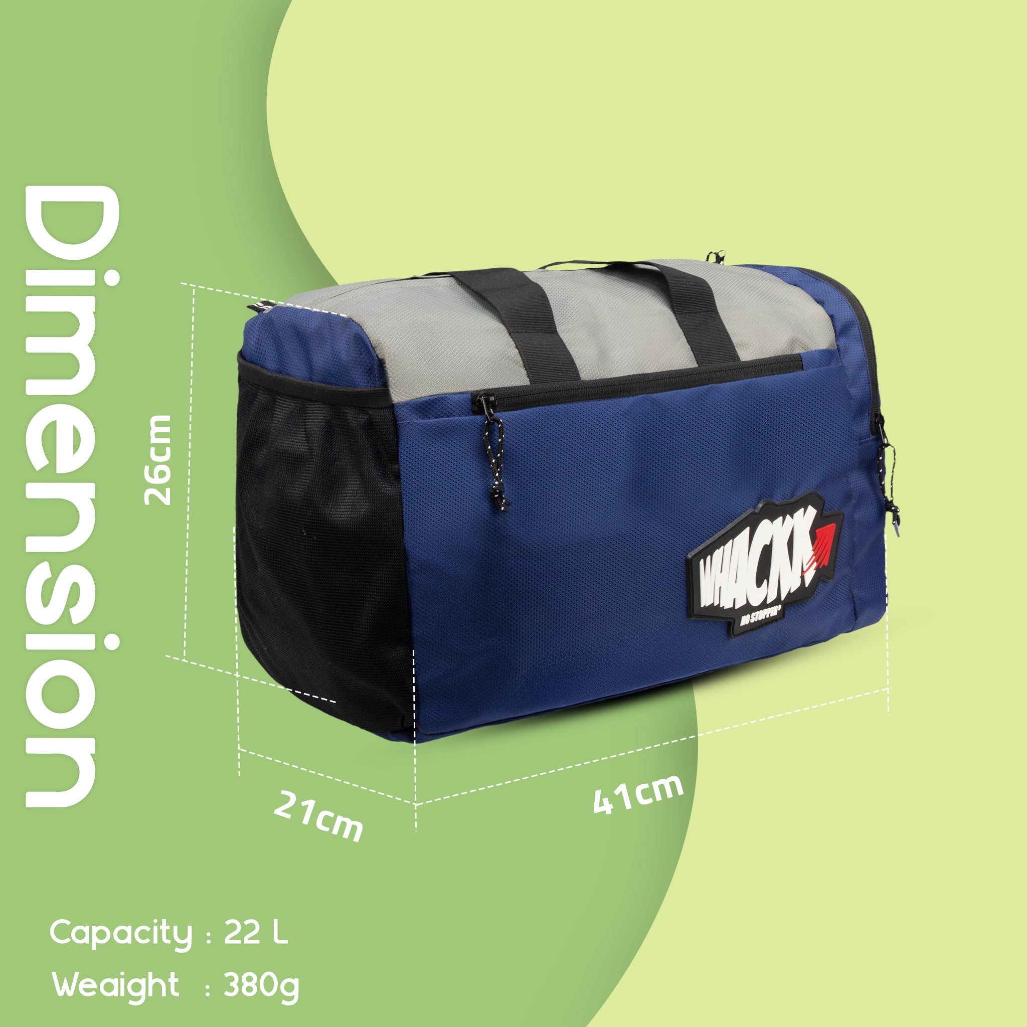 Vyayam Navy Grey 22L Yoga Gym Fitness Workout Training Sports Travel Duffle Bag/Separate mat Compartment/Mesh and Zipper Pockets Multipurpose Carry Bag Lightweight Sports Kit Men Women