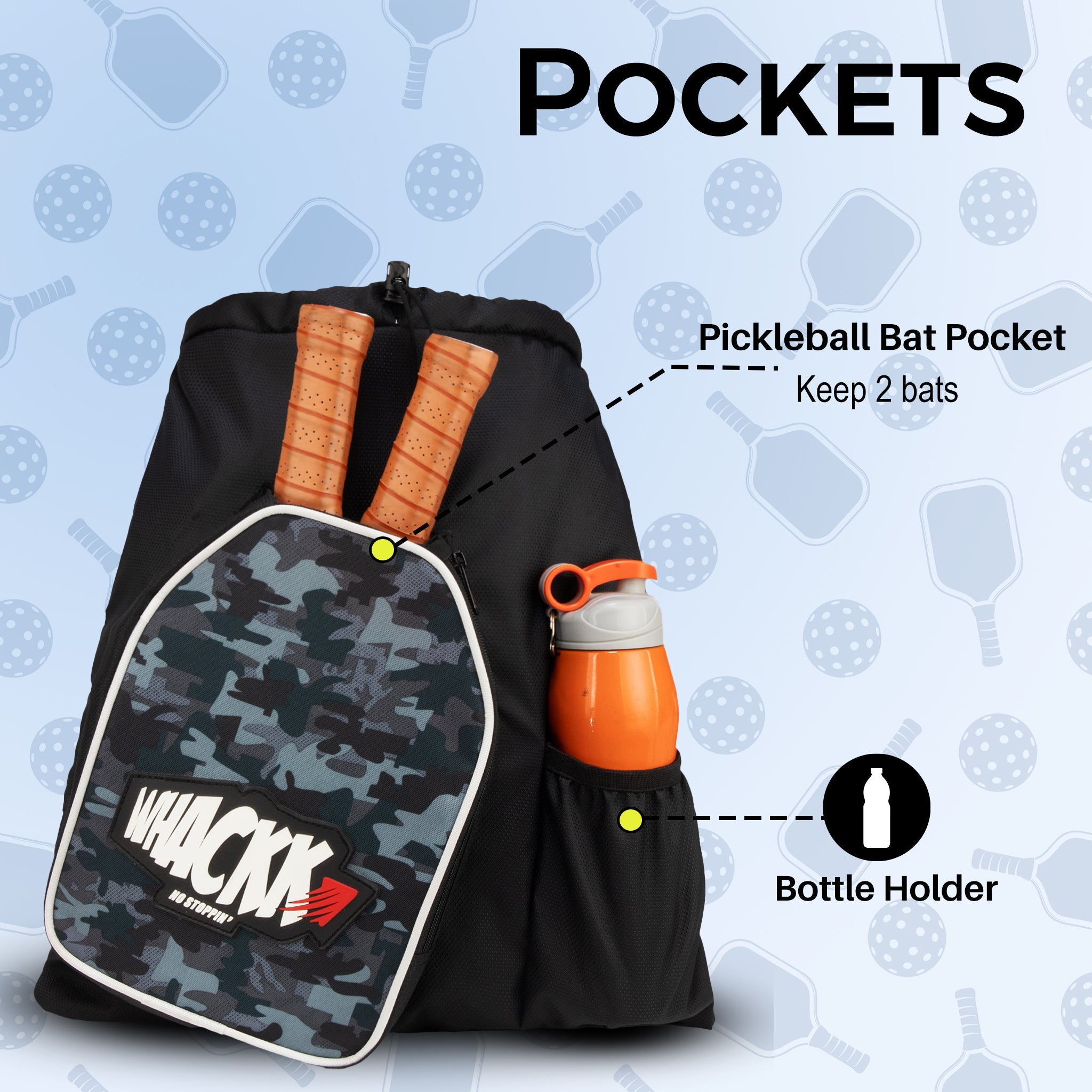 Dink Black Wildstone 8L Pickelball/ Table Tennis TT Bag Lightweight Unisex