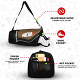 Armstrong Black Khaki 33L Gym Fitness Workout Training Sports Travel Duffle Bag Separate Shoe Pocket Dry Wet Pocket Multipurpose Carry Bag Adjustable Strap Lightweight Sports Kit Men Women
