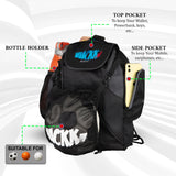 Storm Soccer Black Football Equipment Bag | Sports Men Boys Drawstring Backpack | Mobile Bottle Holder Pocket | Gym Bag