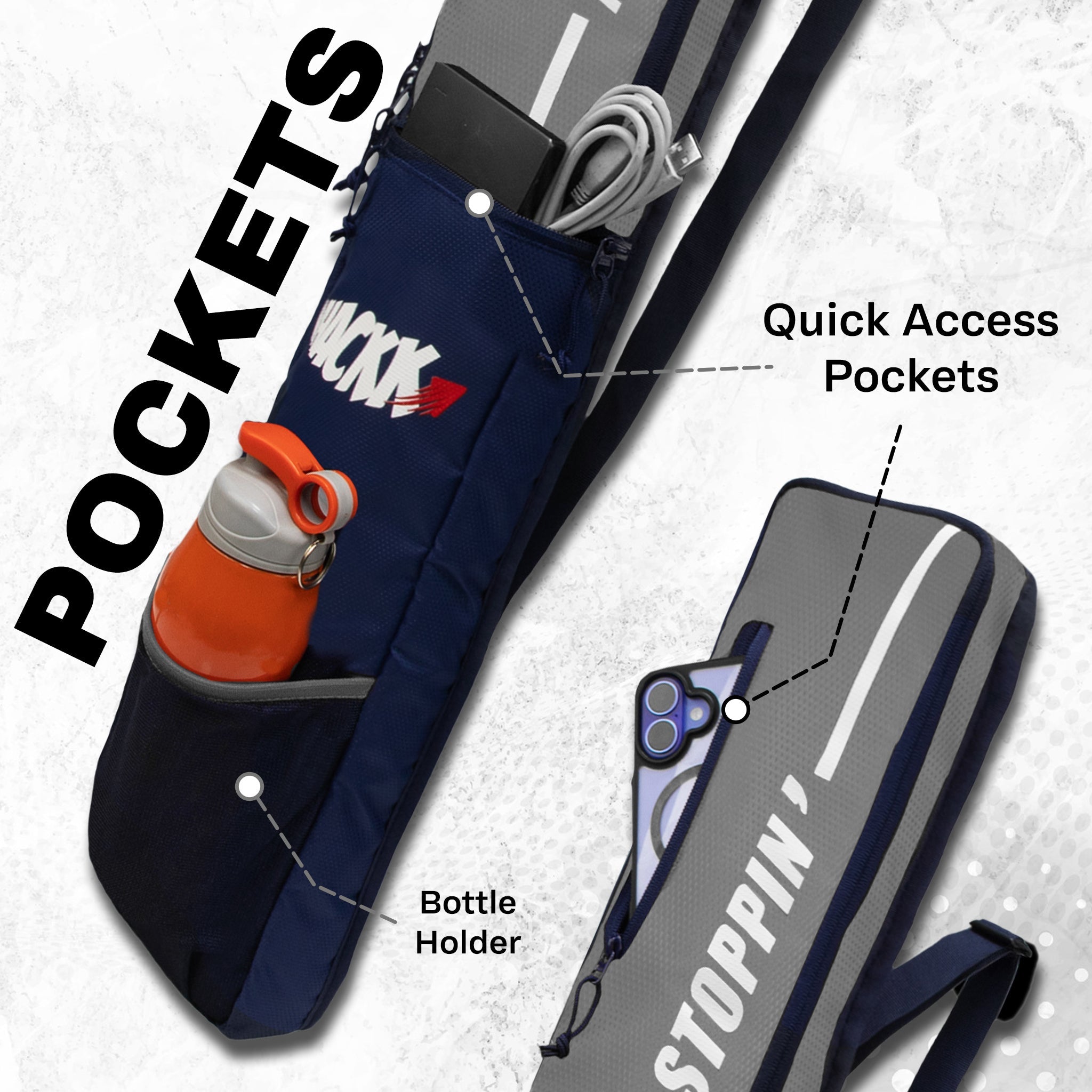 Hayden Grey Cricket Bat Cover Polyester Material, Premium Full Size Cover for Wooden and Plastic Bats with Heavy Duty Stitched Strap