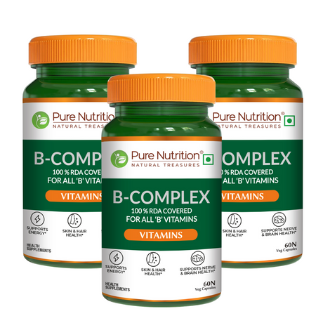 B Complex with Essential Vitamins B1, B2, B3, B5, B6, B7, B9, B12 - 60 Tablets  | Supports Energy, Metabolism, and Overall Wellness