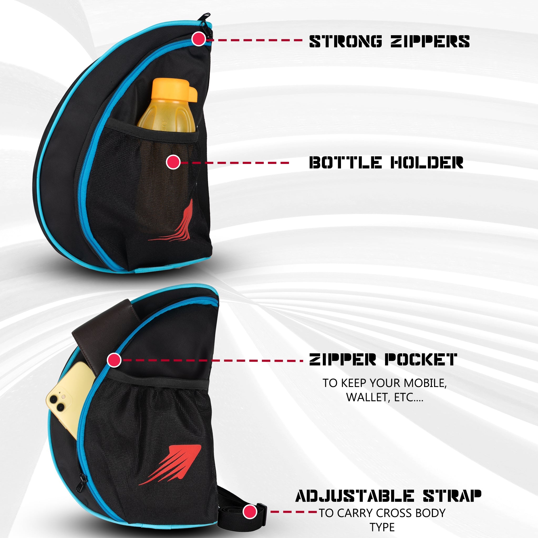 Twirl Black | Unisex Table Tennis Equipment Bag | Tennis Case | Racket Case | TT Bag Cover |Ping Pong Paddle Case|Case Bag Double-Sided |Professional |Bat Protector Pouch |Travel