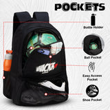 Strike Black 32L Football Basketball Volleyball Kitbag Shoe Ball Separate Pockets Equipment Bag Backpack| Soccer Bag| Boys Kids Adult Men| Mesh Shoe Ball Pocket| Bottle Holder| Easy Access Pocket Visit the WHACKK Store