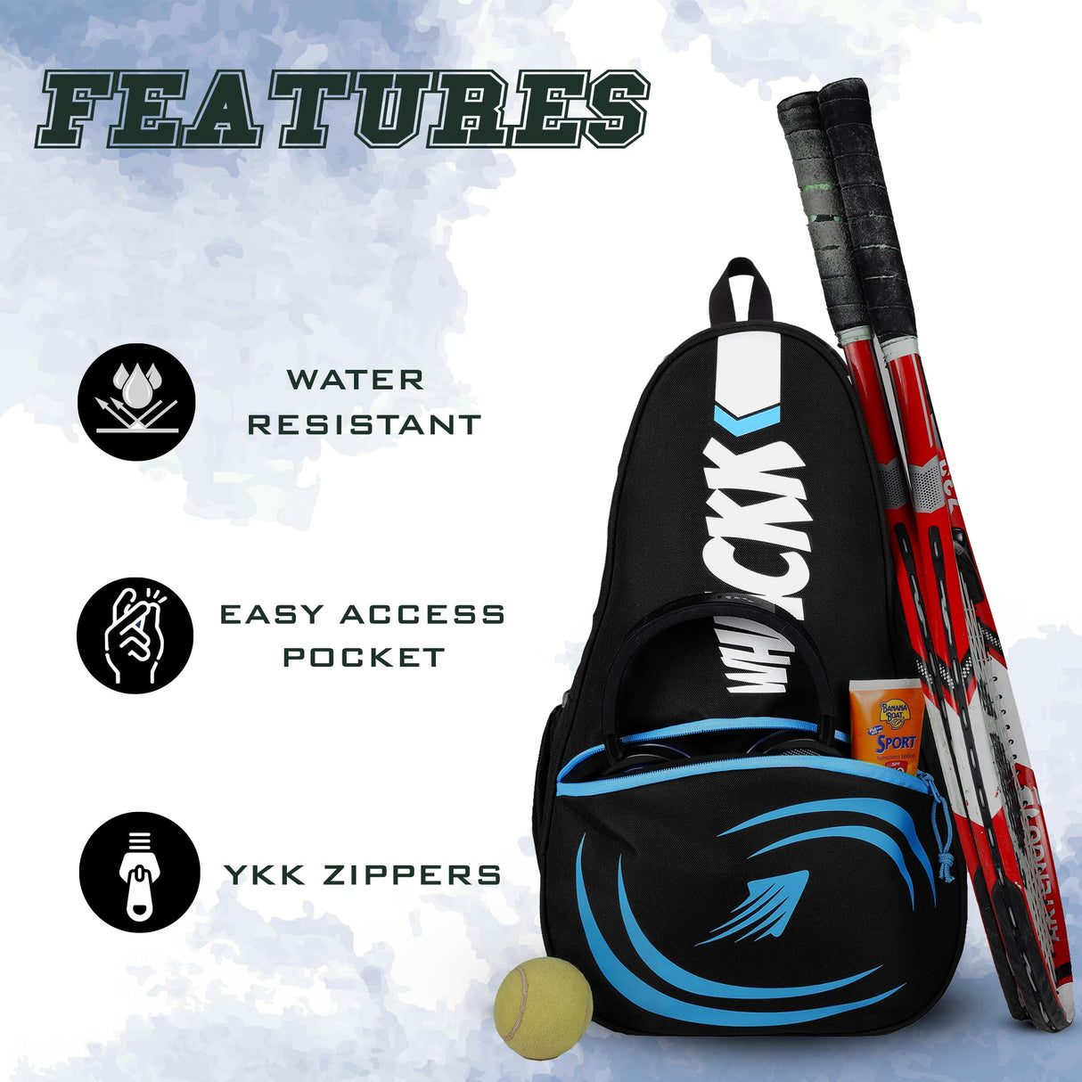 Ace Navy Black 28L Unisex Lightweight Stylish Tennis Badminton Squash Equipment Kit Bag | Shuttle Bag |Shoe Pocket| Backpack Style | Spacious Storage Compartment| Rackets Tennis-6 Badminton-8