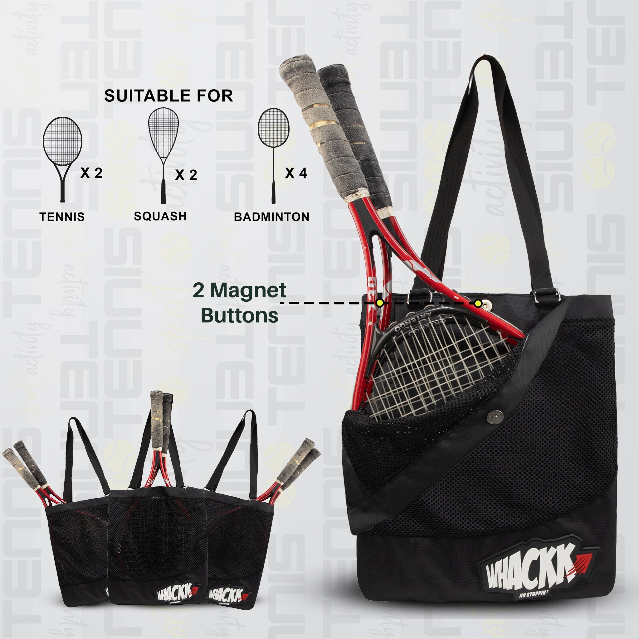 Borg Black 23L Tennis Badminton Squash Shoulder Bag/Sep Shoe Pocket/Bottle Holder/Organiser