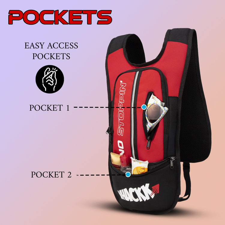 Marathon Red Running Bag |Unisex Camping & Hiking | Hydration Pouch Compartment Connecting Water ducts Pockets |Waist Packs| Motorcycle Trekking Outdoor