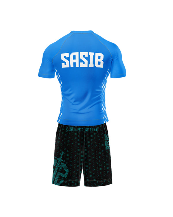 SASIB OG Rashguard - Blue + SASIB Shield TRAINING Shorts - Aqua