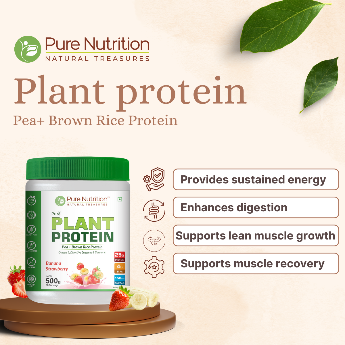 Vegan Protein Banana Strawberry  Plant-Based Protein (500g)
